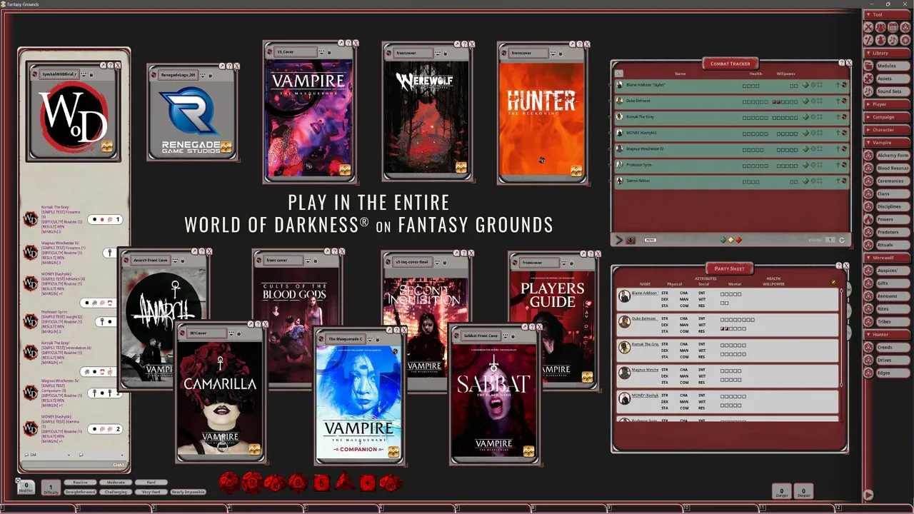 Character sheet for Vampire: The Masquerade 3th Quickstart